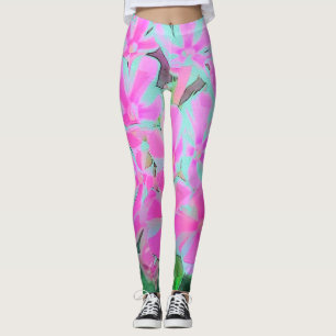 Heißrosa und weiße Pfefferminz-Drehgarten-Phlox Leggings