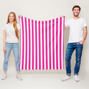 Heißrosa und weiße vertikale Streifen Minimalistis Fleecedecke