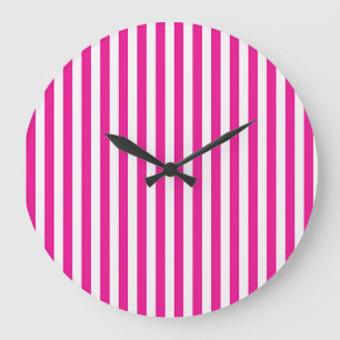 Heißrosa und weiße vertikale Streifen Minimalistis Große Wanduhr