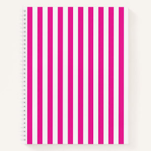 Heißrosa und weiße vertikale Streifen Minimalistis Notizbuch