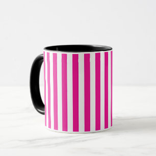 Heißrosa und weiße vertikale Streifen Minimalistis Tasse