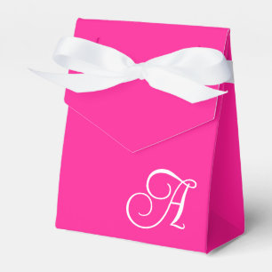 Heißrosa und weißes lockiges Schriftmonogramm Geschenkschachtel