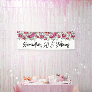 Heißrosa Wasserfarben-Pfingstrosen 50 & Fantastisc Banner