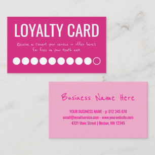 Heißrosa Weiße Zehn Besuche Treue Punch Card