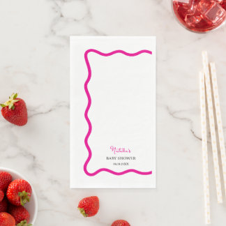Heißrosa Wellenrahmen Gästetuch Papier Serviette