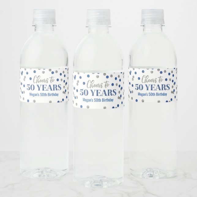 Heißt auf 50 Jahre Blue Silver Confetti Geburtstag (Flaschen)
