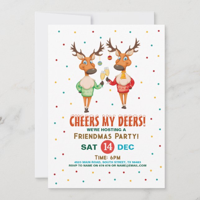Heißt My Deers Reindeer Freindmas Weihnachtsfest P Einladung (Vorderseite)