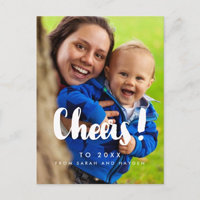 Heißt Neujahrsfamilien-Foto Postkarte (Vorderseite)