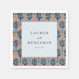 Heitere blaue Blumengrenze Serviette