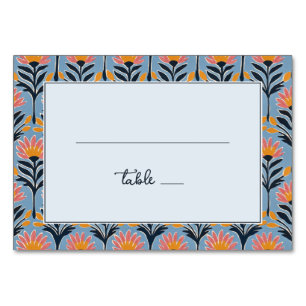 Heitere blaue Blumengrenze Tischnummer