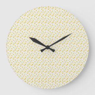 Heitere Morgendaisy Sonnige Wasserfarben Floral Große Wanduhr