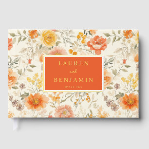 Heiteres Orangen-Blumen-Botanikdesign Gästebuch