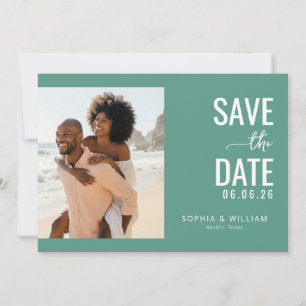 Heiteres Türkis Zeitgenössisches Foto Save The Date