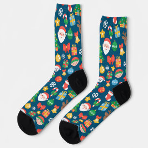 Heiteres Weihnachtsmuster auf blau Socken