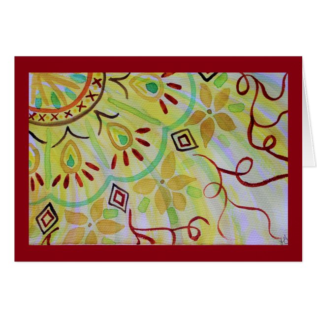 Heitre, gelbe, grüne und braune, BlumenMandala (Vorderseite (Horizontal))