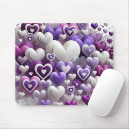 HEIZEN AUS LILA UND WEISSEN VALENTINSTAGEN MOUSEPAD