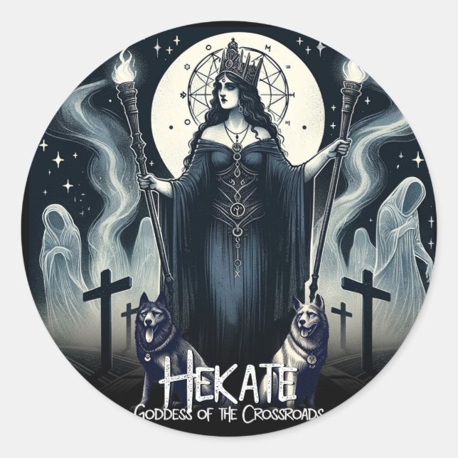 Hekate Goddess of the Crossroads Ghosted Spirits Runder Aufkleber (Vorderseite)