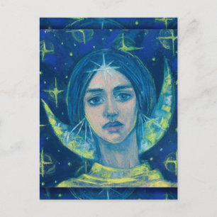 Hekate, Mondgöttin Pastellmalerei Fantasy Kunst Postkarte