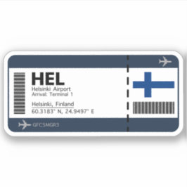 HEL Helsinki, Finnland Boarding Pass Aufkleber