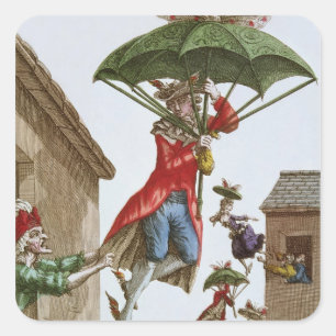 Held Aloft von Umbrellas und Schmetterlingen Quadratischer Aufkleber