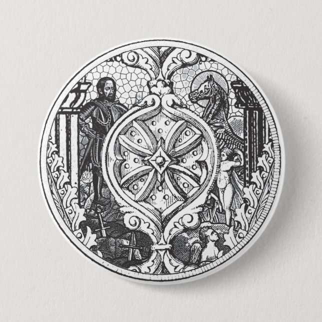 Held-Buntglas-Schild-Knopf Button (Vorderseite)