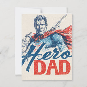 "Held der Vater" Superheld-Illustration mit Babyfl Postkarte