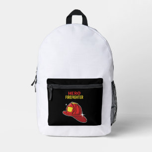 Held Feuerwehr Cartoon Rote Helm Würdigung Bedruckter Rucksack