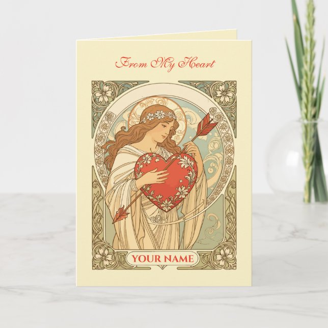 Held in Devotion Vintage Art Nouveau Romance Karte (Vorderseite)