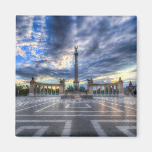 Held-quadratischer Budapest-Sonnenaufgang Magnet