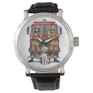 Heldenhafte Feuerwehrleute & Dalmatiner Anime-Armb Armbanduhr