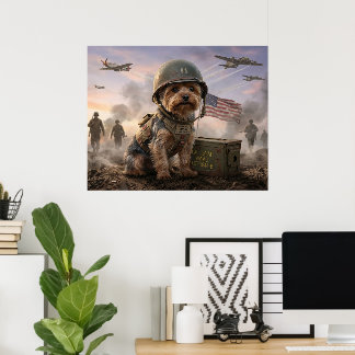 Heldenhafter Yorkie "Corporal Smoky" WWII-Militärk Poster