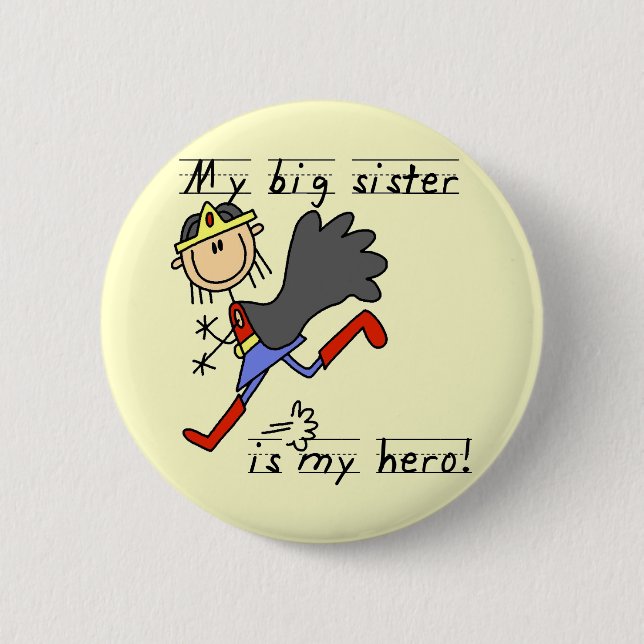 Heldentolle große Schwester T-Shirts und Geschenke Button (Vorderseite)