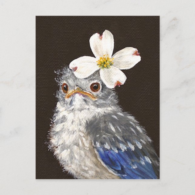 Helen baby bluebird mit Dogwood-Postkarte Postkarte (Vorderseite)