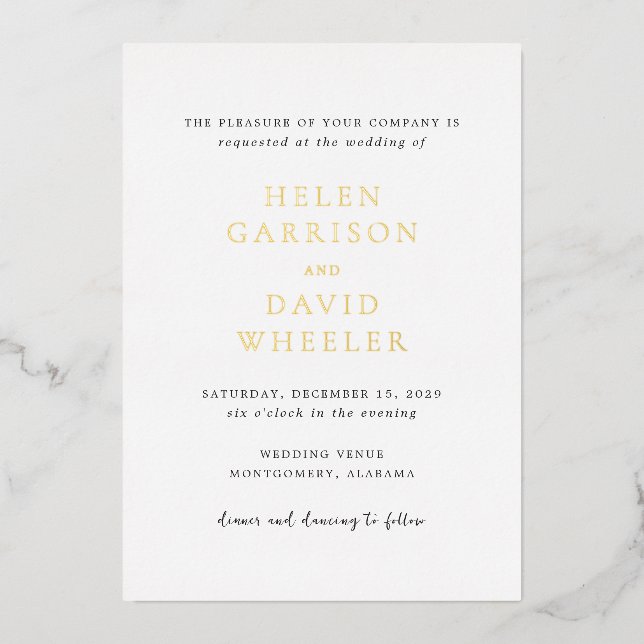 Helen Classic Elegant Wedding Folieneinladung (Vorderseite)