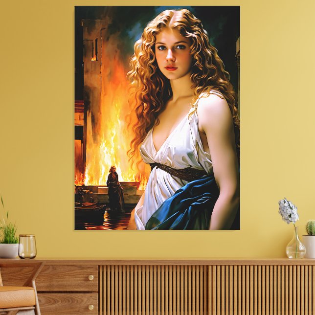 "Helen, ein Spartaner Schönheit, Troy's Fire" Leinwanddruck (Insitu (Wohnzimmer))