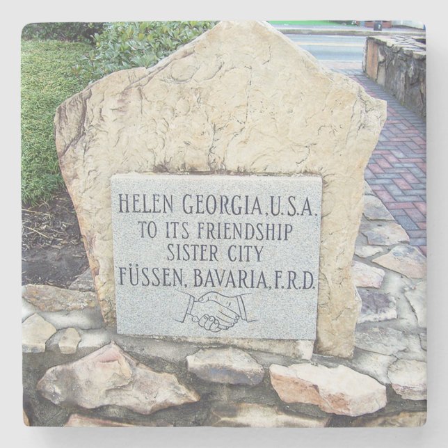 Helen, Georgia, Schwester-Stadt-Marmor-Untersetzer Steinuntersetzer (Vorderseite)