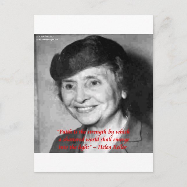 Helen Keller "Faith/Stength" - Zitat zur Weisheit Postkarte (Vorderseite)