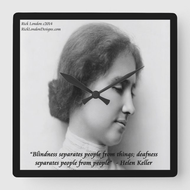 Helen Keller Famous Deaf/Blinde Zitat-Wall-Uhr Quadratische Wanduhr (Vorderseite)