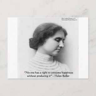 Helen Keller "Recht auf Glück" Weisheitszitat Gesc Postkarte