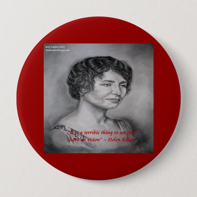 Helen Keller Zitat über Vision und Weisheit Button (Vorderseite)