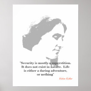 Helen Keller zitiert zur Sicherheit Poster