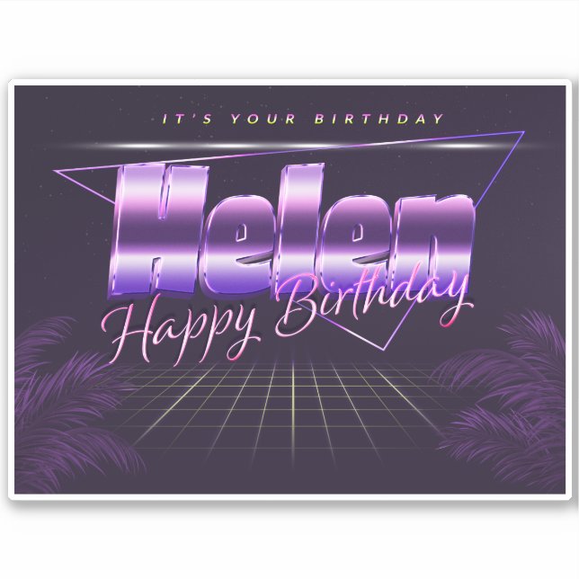 Helen Name Vorname lila retro Sticker Geburtstag (Vorderseite)