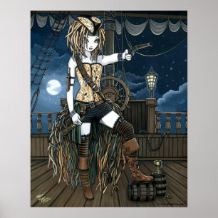 "Helena" Himmel-Piraten-Schiffs-Mond-Feen-Plakat Poster