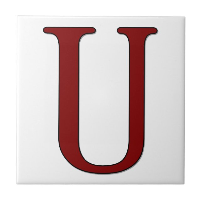 Helena Letter U in Red Monogram Tile Fliese (Vorderseite)