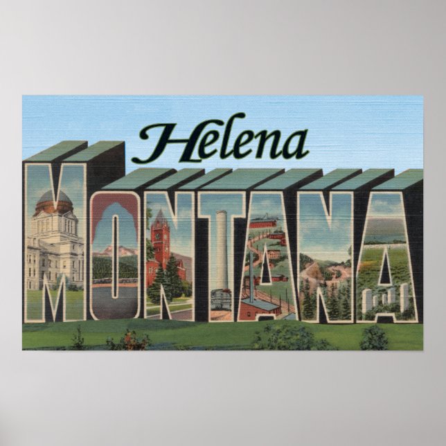 Helena, Montana - Large Letter Scenes Poster (Vorne)