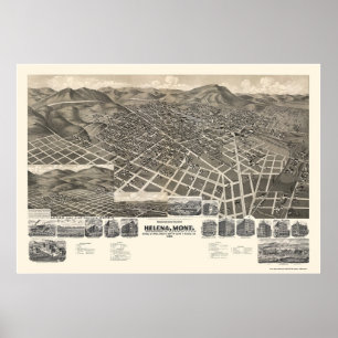 Helena, panoramische Karte M.Ü.s - 1890 Poster