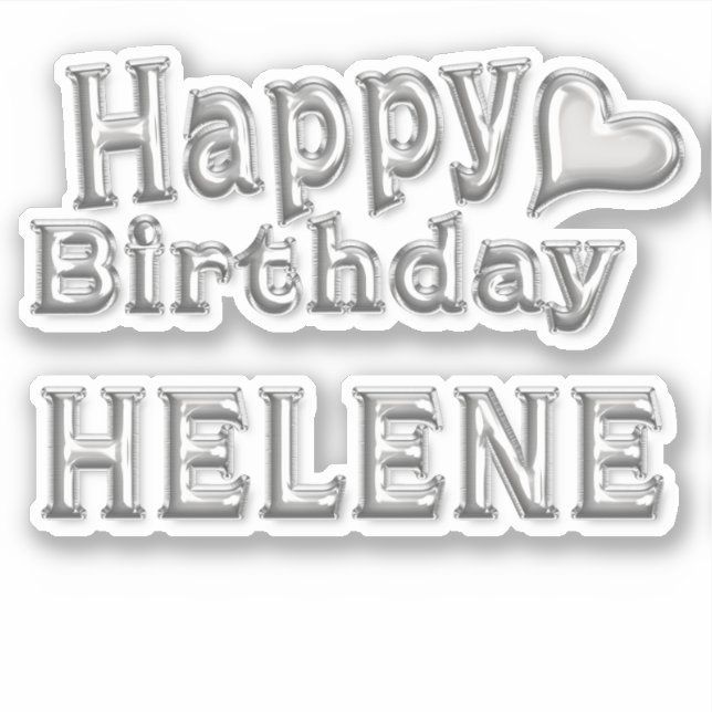 Helene Happy Birthday silver Aufkleber Sticker (Vorderseite)