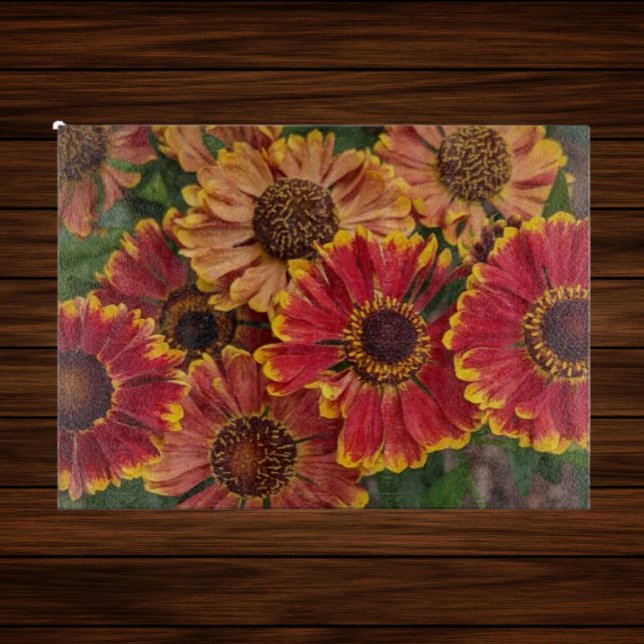 Helenium Autumnale Blooms Floral Schneidebrett (In Situ)