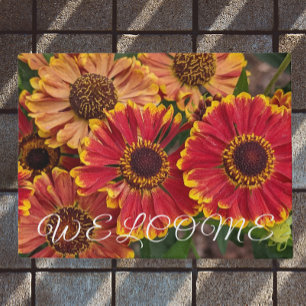 Helenium Autumnale Blooms Floral Welcome Fußmatte