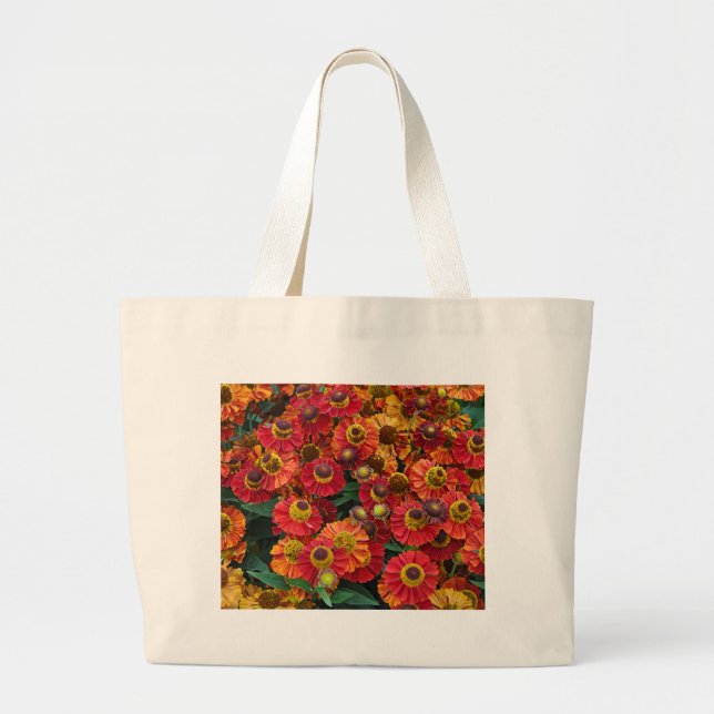 Helenium-Blume in Rot und Orange Jumbo Stoffbeutel (Vorne)